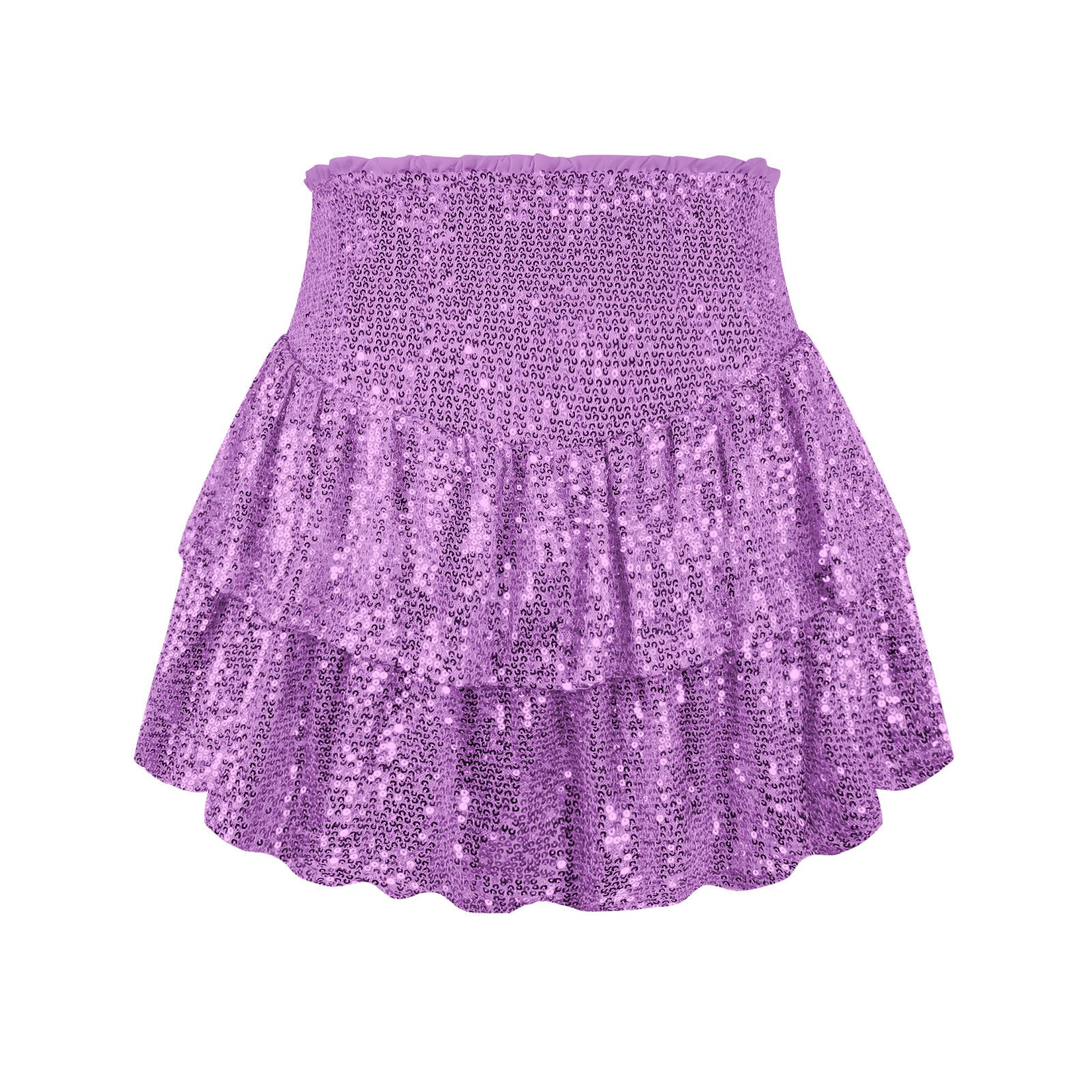 Women's Ruffle Skirt Elastic Waist Sequin Skirt