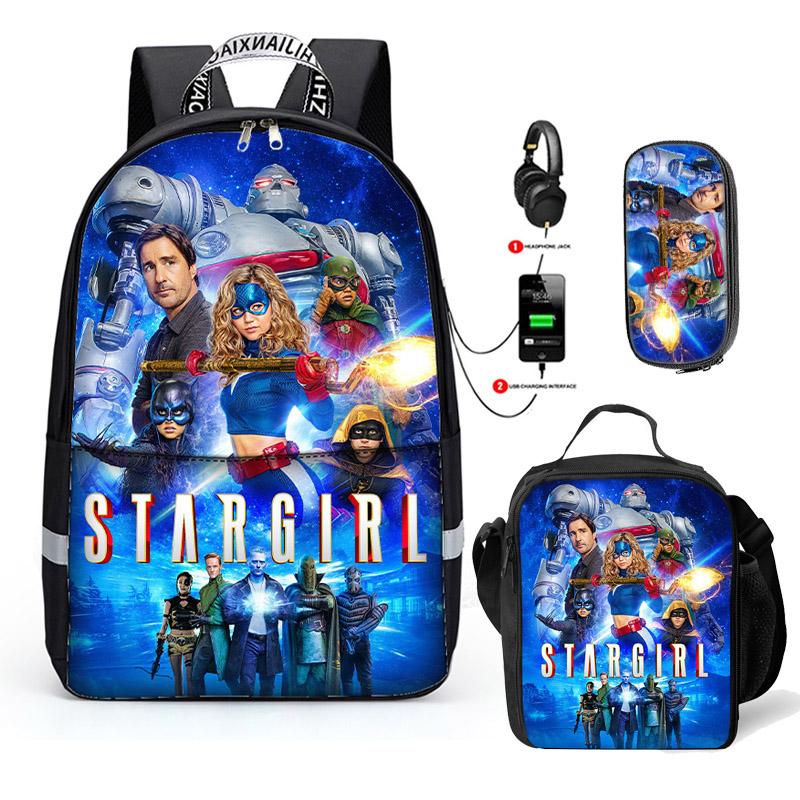 3D Stargirl School Backpacks for Kids Boy Girls Lightweight Backpack Bookbags Three-piece Set - mihoodie