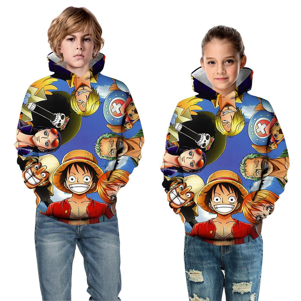 Kids Hoodie One piece Luffy and other character 3D printing Sweatshirt - mihoodie