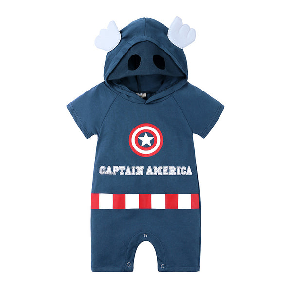 Super Hero Baby Captain America Jumpsuit Hoodie Mask - mihoodie