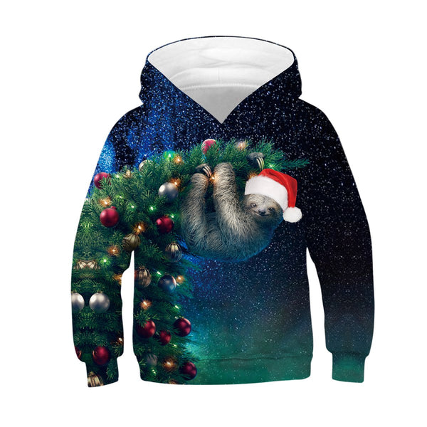 Kids Sloth  Galaxy Christmas Hoodie Unisex Sweatshirt - mihoodie