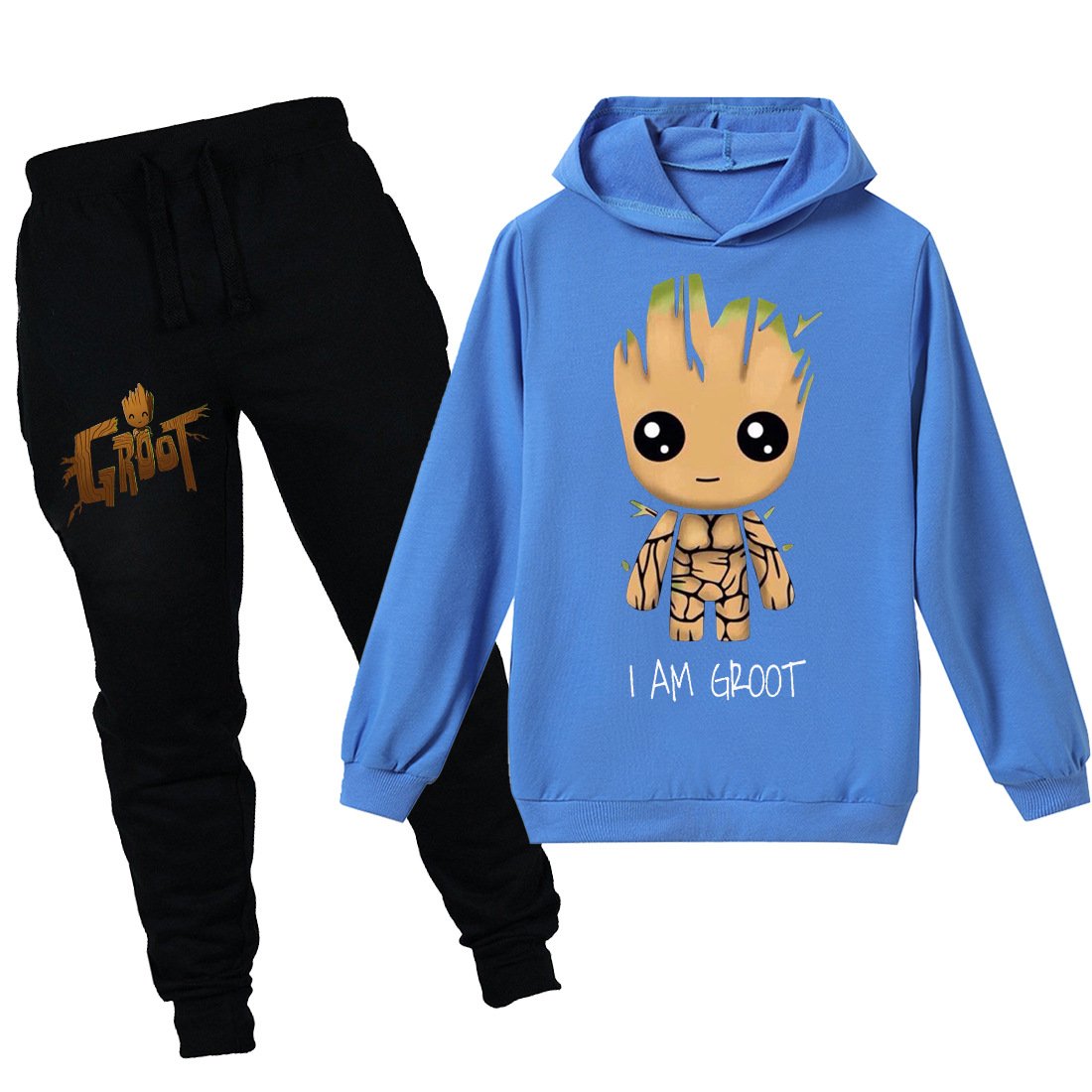 Kids I am Groot hooded shirt and pants 2pcs - mihoodie