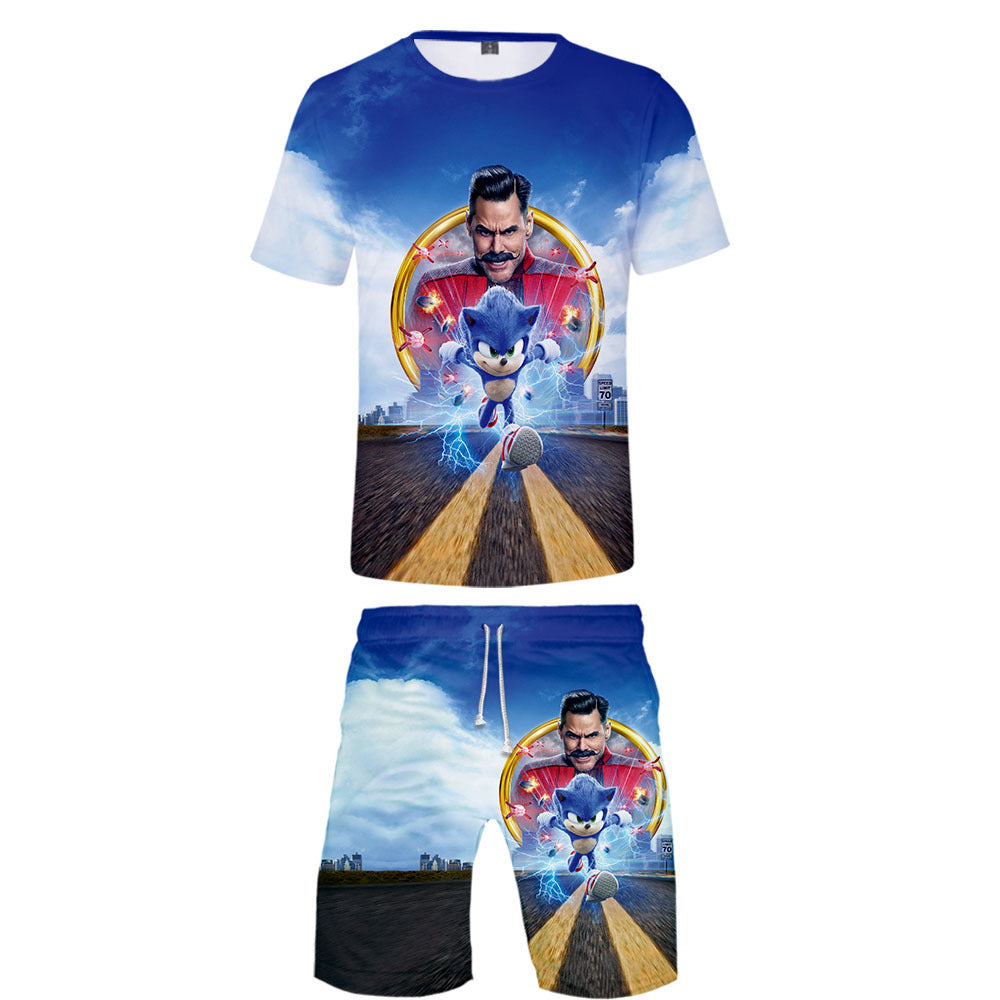 Sonic the Hedgehog Adventure Comedy   T-Shirt and Beach Shorts Two Piece Set - mihoodie