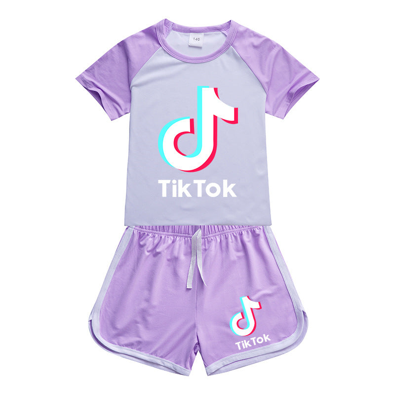 Kids TikTok T-Shirt Shorts Sets Tracksuit Sportswear Outfits - mihoodie