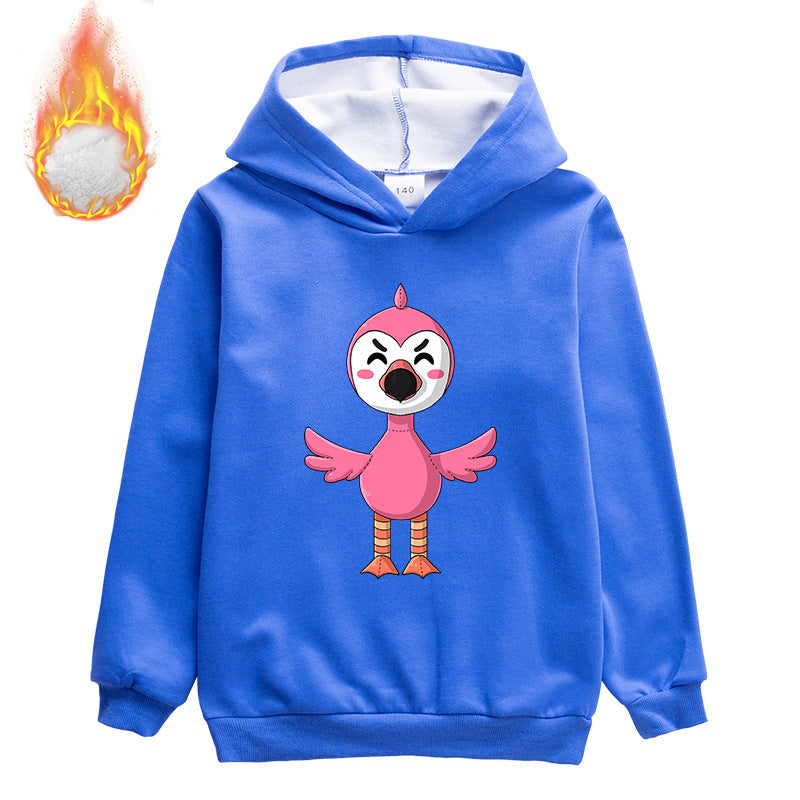 Kids Cartoon Flamingo   Fleece Pullover Hoodie - mihoodie