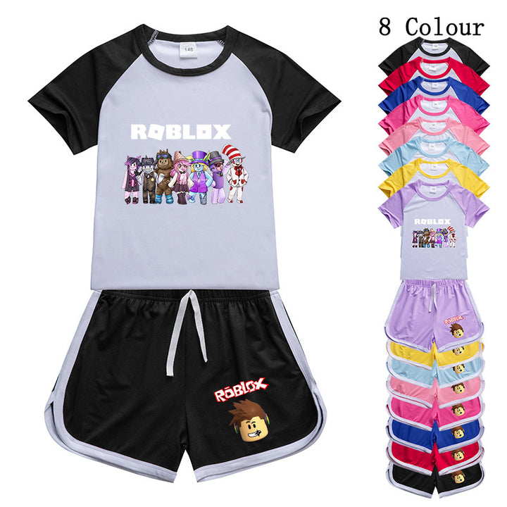 Kids Roblox Sportswear Outfits T-Shirt Shorts Sets - mihoodie