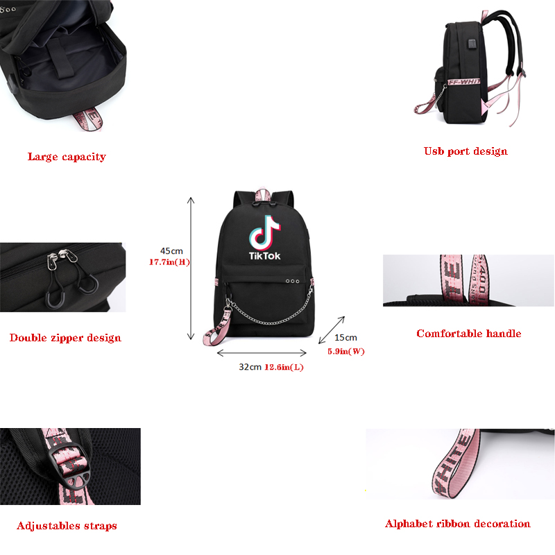 Charli D’Amelio  Metal Zipper Design Pure Color Printing Backpack - mihoodie