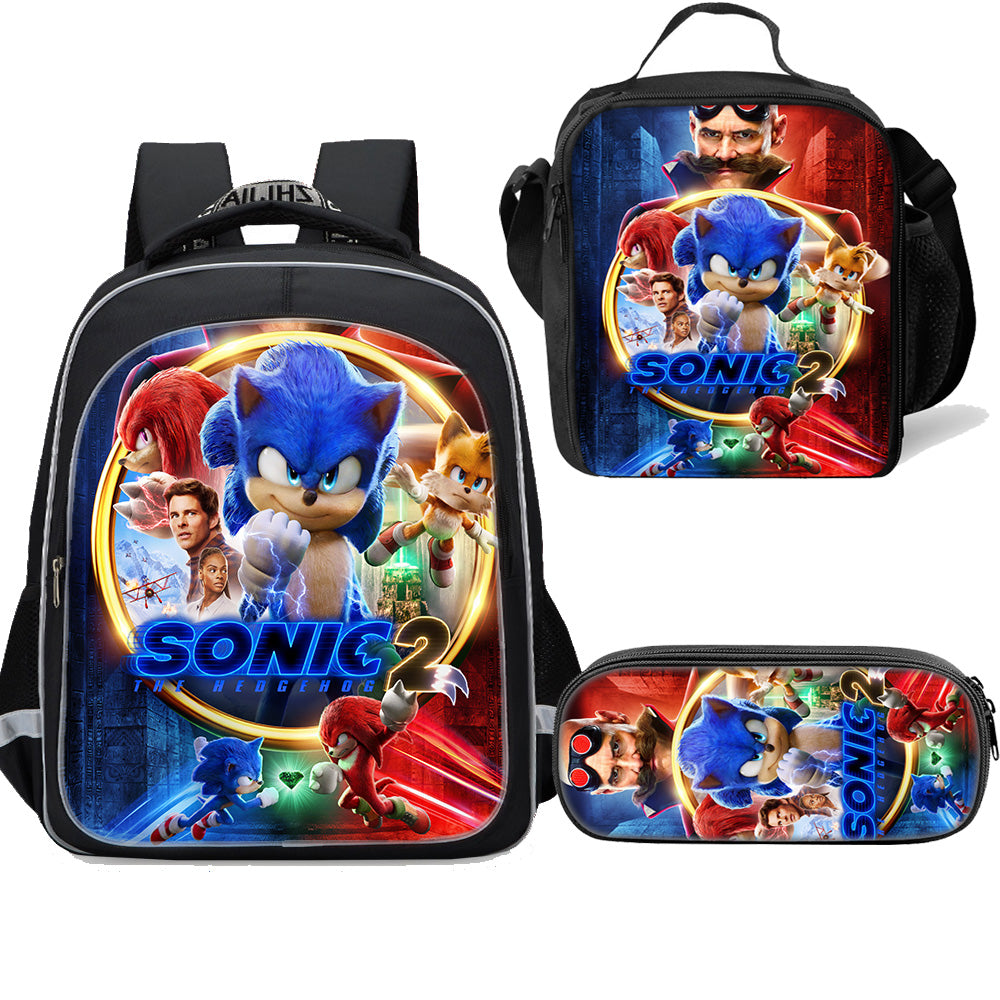 Sonic The Hedgehog 2  School Bag and Lunch Bag  3pcs - mihoodie