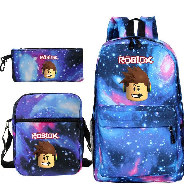 Cartoon Game Pattern Roblox Student Schoolbag Three-piece Set Backpack - mihoodie