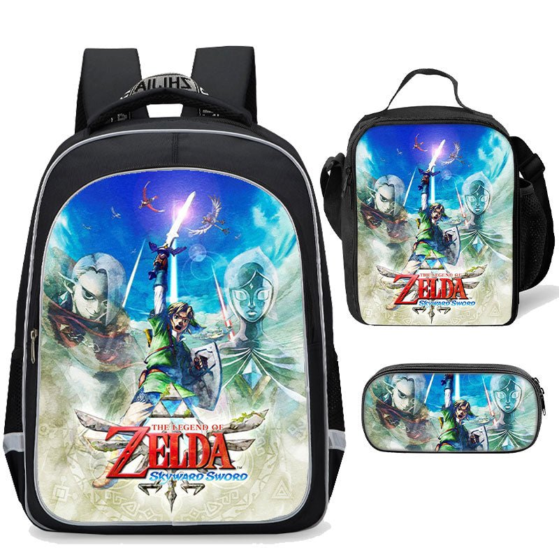 Zelda Backpack Set 17" School bags backpack with Lunch Bag Pen Case 3 in 1 - mihoodie