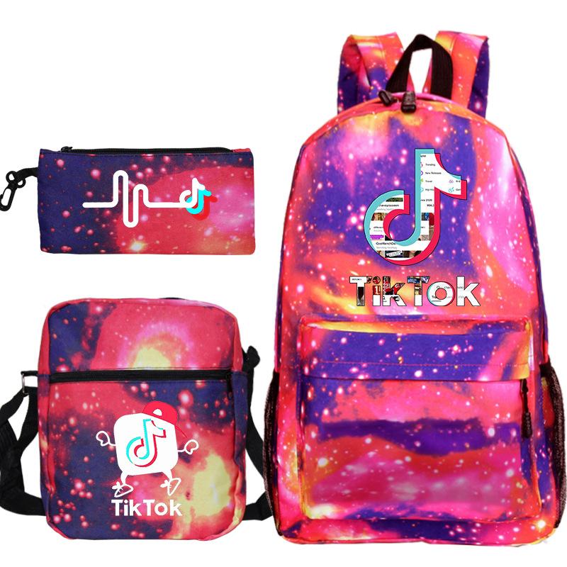 Tik Tok Backpack Student Schoolbag + Small shoulder bag + Pen bag Three-piece Set - mihoodie