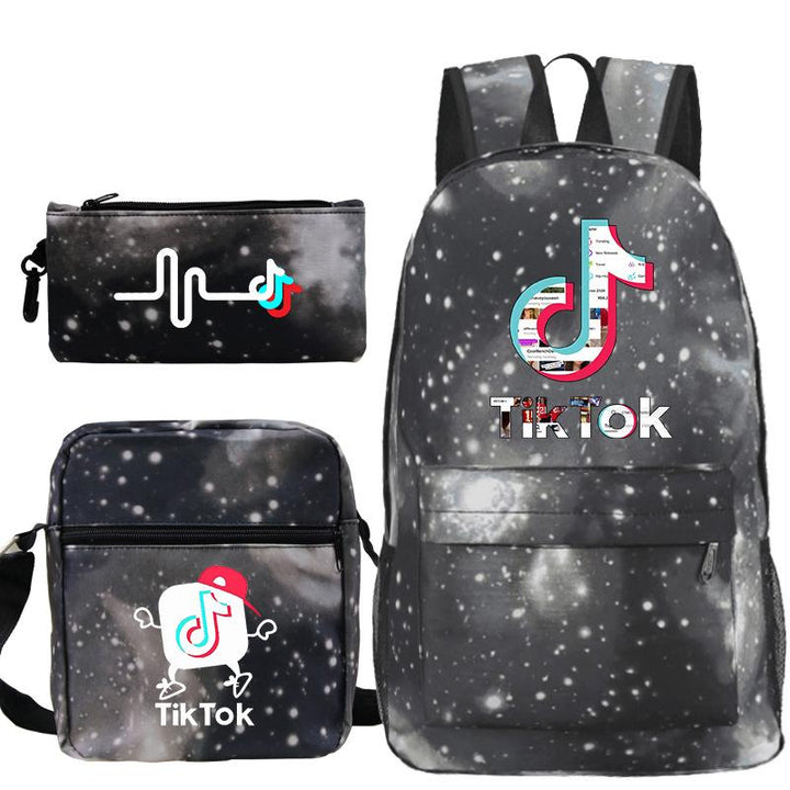 Tik Tok Backpack Student Schoolbag + Small shoulder bag + Pen bag Three-piece Set - mihoodie