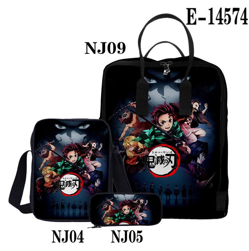 Casual Stylish Demon Slayer 3D Backpack With Two Shoulders For Women Men 3-pieces Set - mihoodie