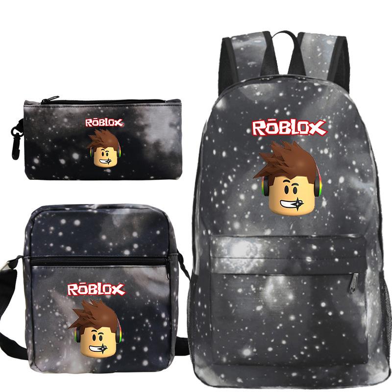 Cartoon Game Pattern Roblox Student Schoolbag Three-piece Set Backpack - mihoodie