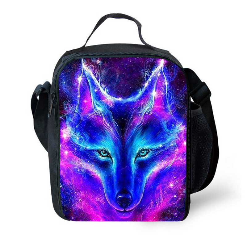 Galaxy Blue Wolf Backpack Lunch Bag Pencil Case - mihoodie