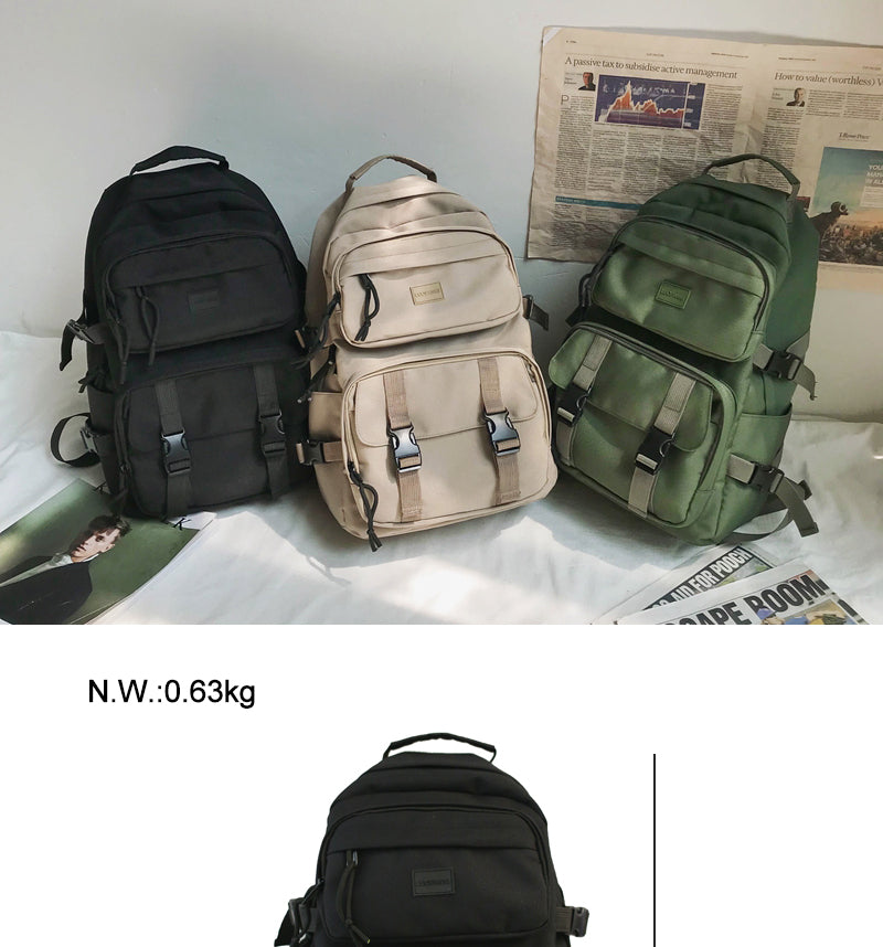 Waterproof nylon Women Backpack Female Large capacity buckle backpack Unisex schoolbag Laptop Backpacks Travel Mochila - mihoodie
