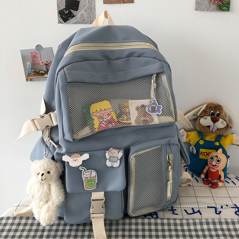 Jsvery 2022 Kawaii Nylon Women Backpack Fashion Waterproof Rucksack for Teen Girls School Bag Cute Student Bookbag Travel Mochila - mihoodie