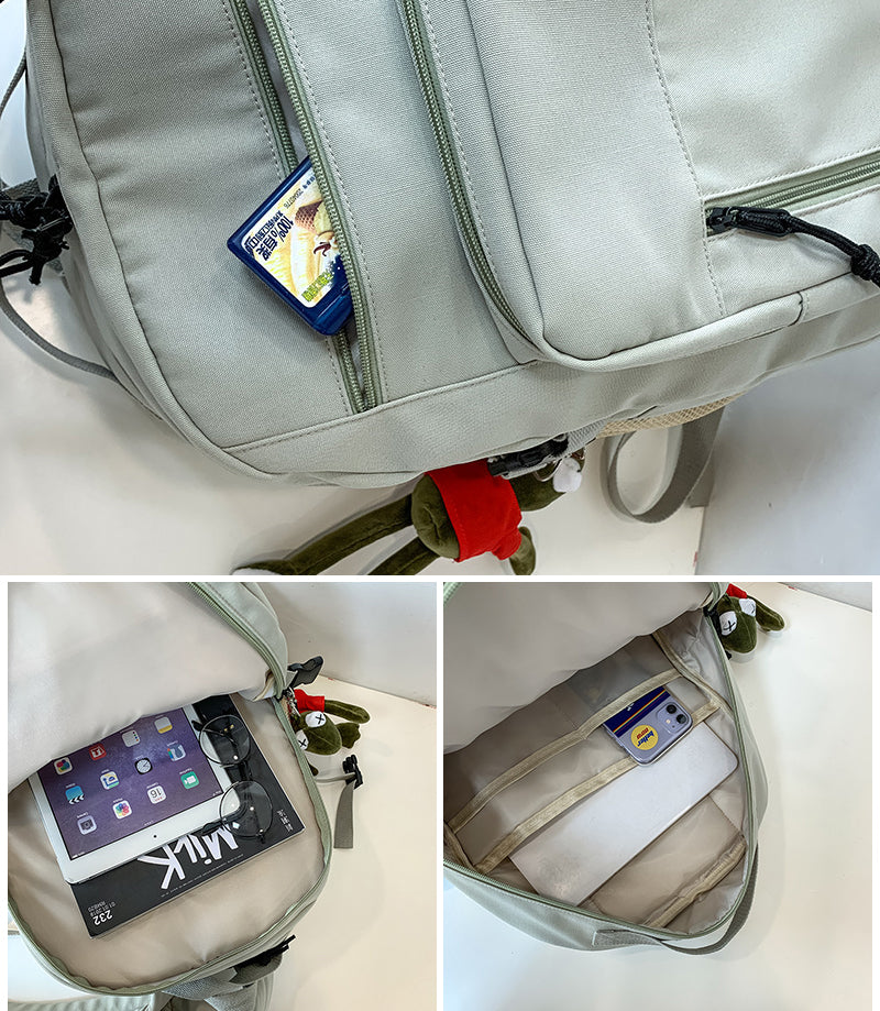New Insert buckle Waterproof nylon Women Backpack Unisex multi-pocket Laptop backpack Large capacity Student schoolbag - mihoodie