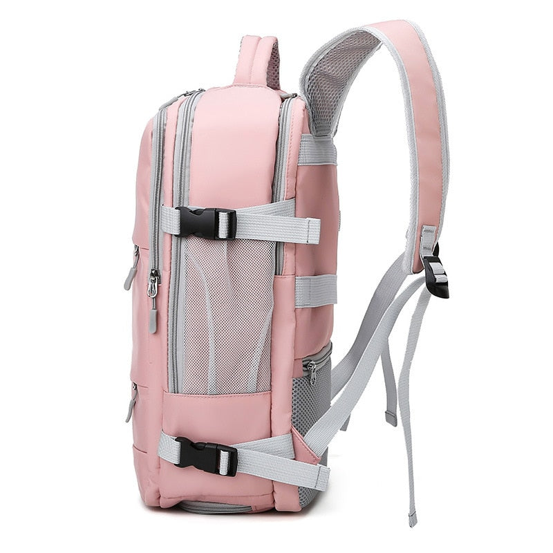 Jsvery Pink Women Travel Backpack Water Repellent Anti-Theft Stylish Casual Daypack Bag with Luggage Strap & USB Charging Port Backpack - mihoodie