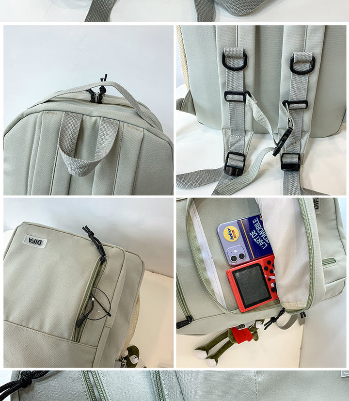 New Insert buckle Waterproof nylon Women Backpack Unisex multi-pocket Laptop backpack Large capacity Student schoolbag - mihoodie