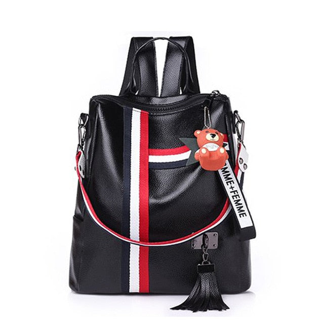 Jsvery 2022 Luxury Female backpacks High Quality Leather tassel Backpack for  girls Ribbon School Bags large Shoulder bag 8 colorsTravel bag - mihoodie