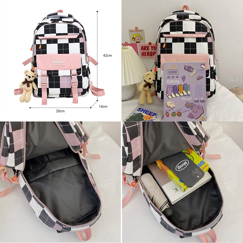 Jsvery 2022 Fashion Cute Women Large Capacity Backpack Waterproof Nylon Female Schoolbag College Lady Laptop Backpacks Kawaii Girl Travel Book Bags - mihoodie