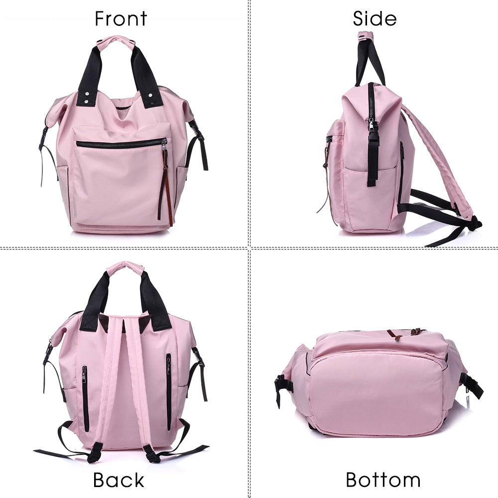 Jsvery 2022 New Arrival Casual Nylon Waterproof Backpack Women High Capacity Travel Book Bags for Teenage Girls Students Pink Satchel Mochila Bolsa - mihoodie