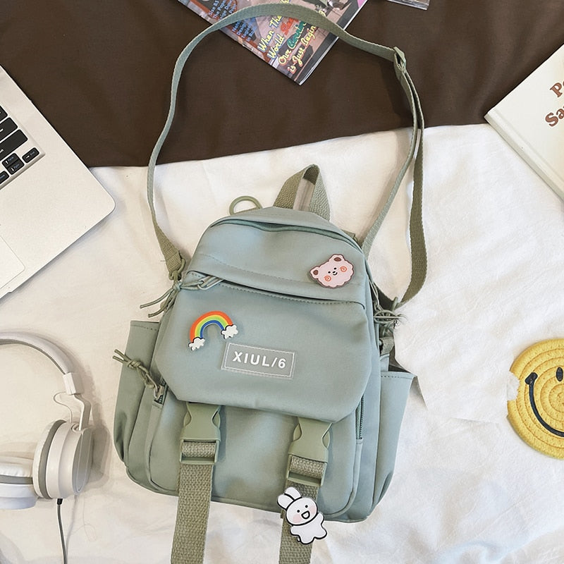 Jsvery Small Backpack Women Cute Multifunctional Dual-use School Bags for Teenage Girls Student Kawaii Mini Travel Backpacks Ruckpack - mihoodie