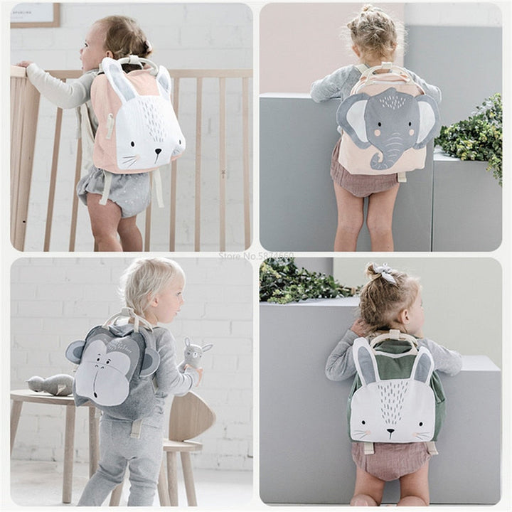 Jsvery Children Backpack Animals Design Girl Boys Backpack Toddler Kids School Bag Kindergarten Cartoon Rabbit Butterfly lion print Bag - mihoodie
