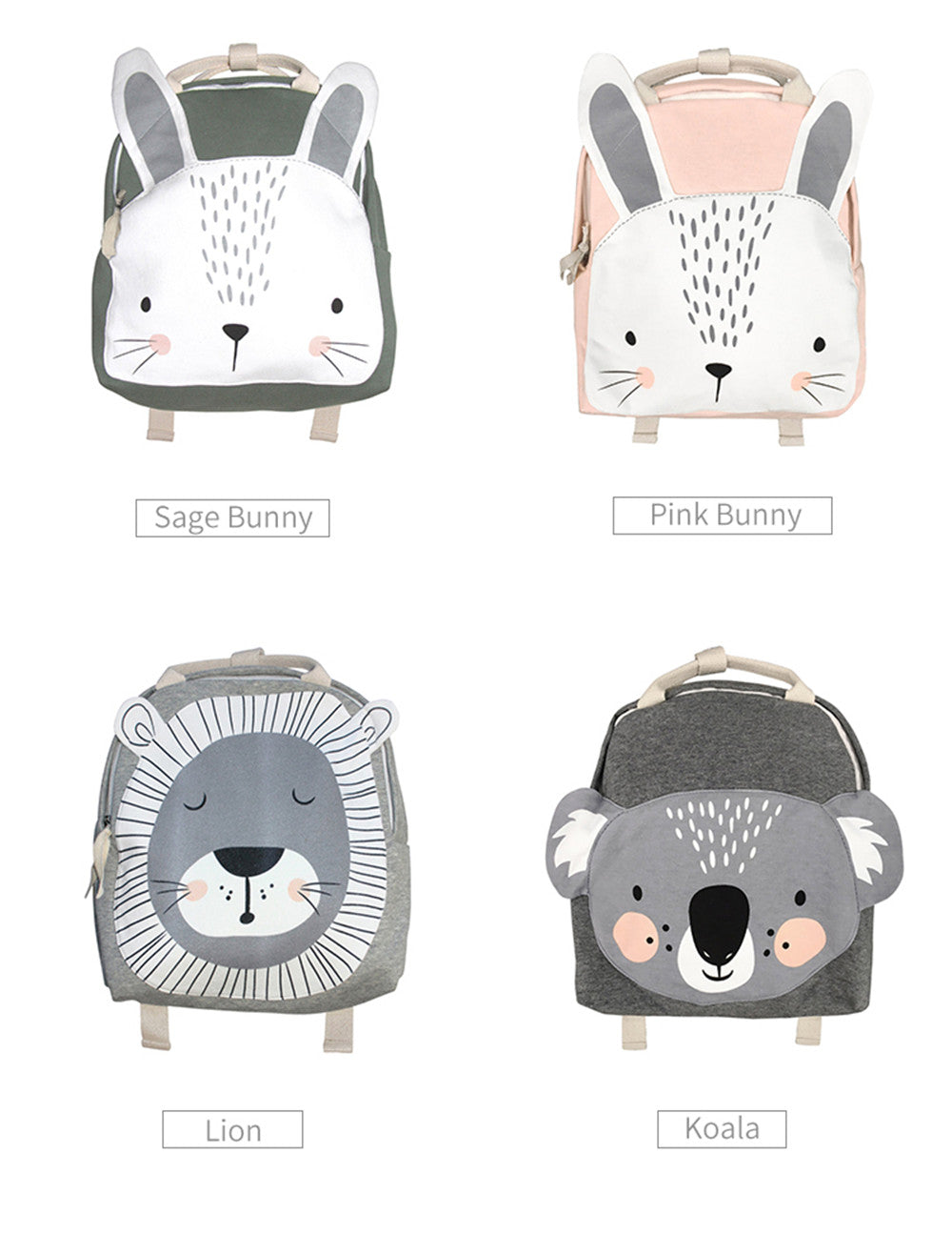 Jsvery Children Backpack Animals Design Girl Boys Backpack Toddler Kids School Bag Kindergarten Cartoon Rabbit Butterfly lion print Bag - mihoodie