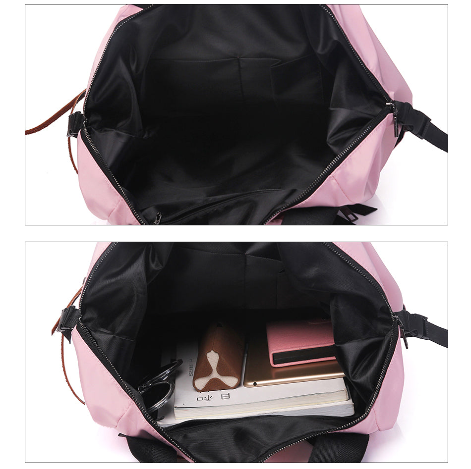Jsvery 2022 New Arrival Casual Nylon Waterproof Backpack Women High Capacity Travel Book Bags for Teenage Girls Students Pink Satchel Mochila Bolsa - mihoodie
