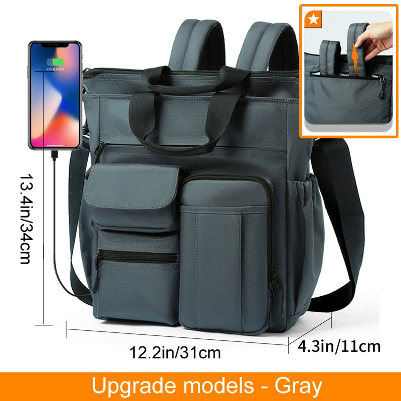 Jsvery Father Day Gifts 2022 Multifunction Fashion Shoulder Messenger Bag Casual Business Men Briefcase Large Capacity Male USB Port Backpack Travel Handbag - mihoodie