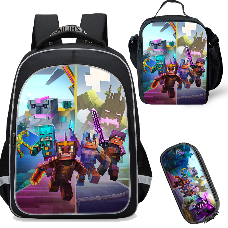 Minecraft Dungeons Ultimate  Backpack Lunch Bag Pencil Case - nfgoods