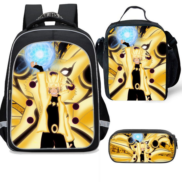 Naruto's Nine-Tails Chakra Mode   School Bag  Lunch Bag Pencil Case - mihoodie