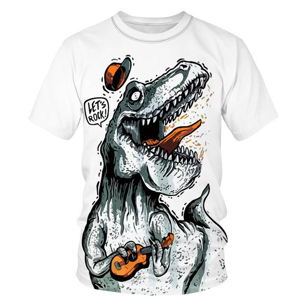 Men's and Women's Rock T-rex Let's Rock T-shirt - mihoodie