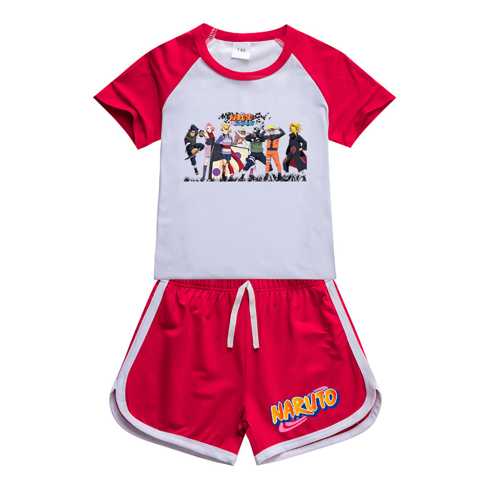 Kids Naruto Shippuden Sportswear Outfits T-Shirt Shorts Sets - mihoodie