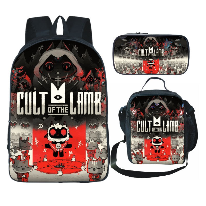 Cult of The Lamb Backpack with Lunch Bag and Pencile Case - mihoodie