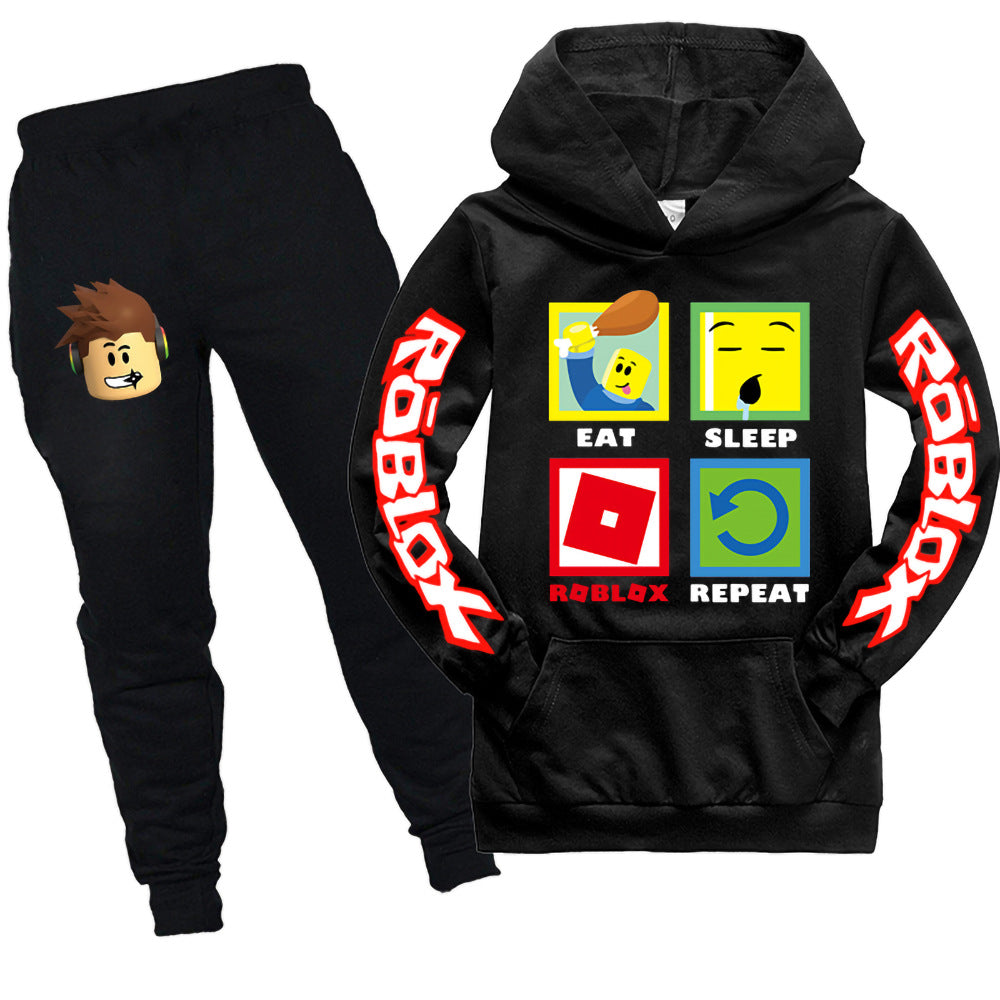 Kids Roblox Emoticons Hooded Shirt and Pants 2pcs - mihoodie