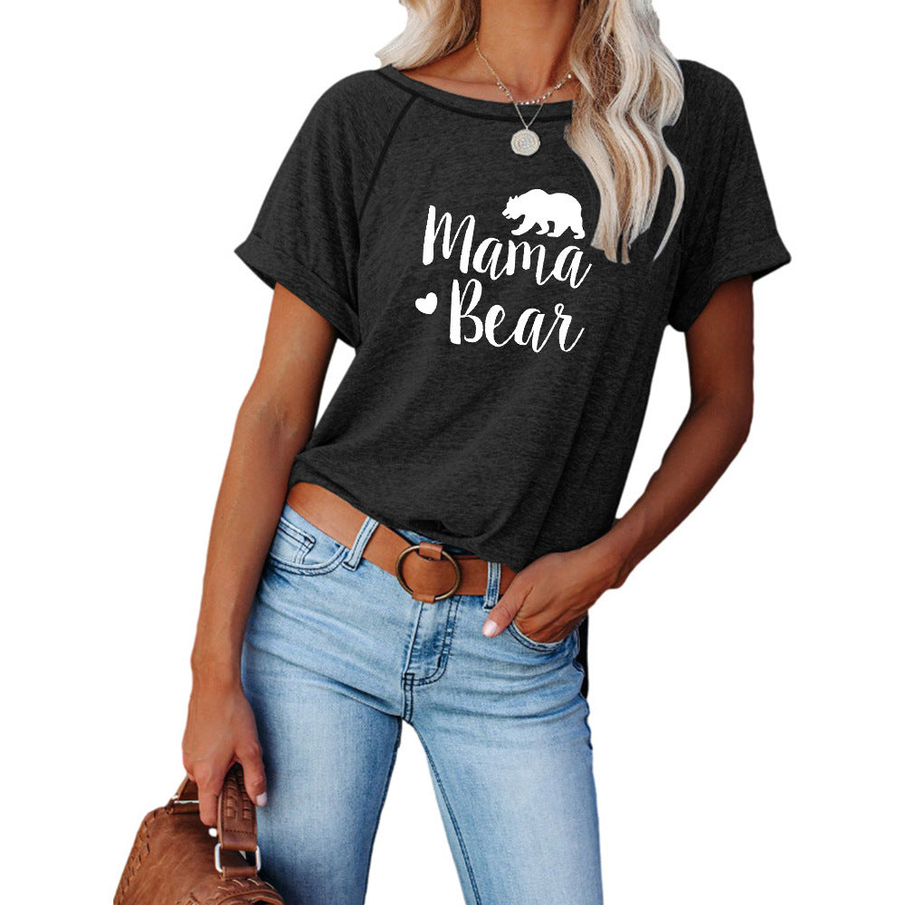 Women's Mama Bear Casual Soft Top Tee Hipster T-Shirt - mihoodie