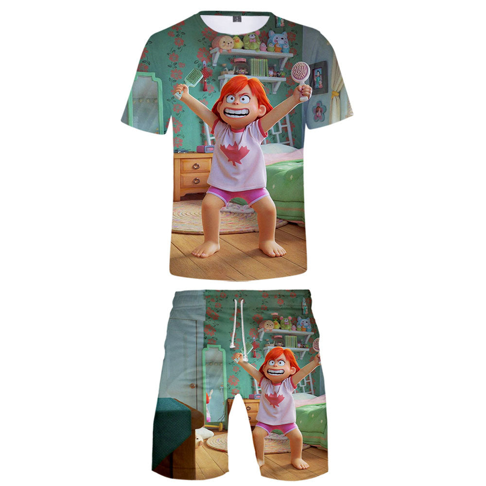 Turning Red T-Shirt and Beach Shorts Two Piece Set - mihoodie