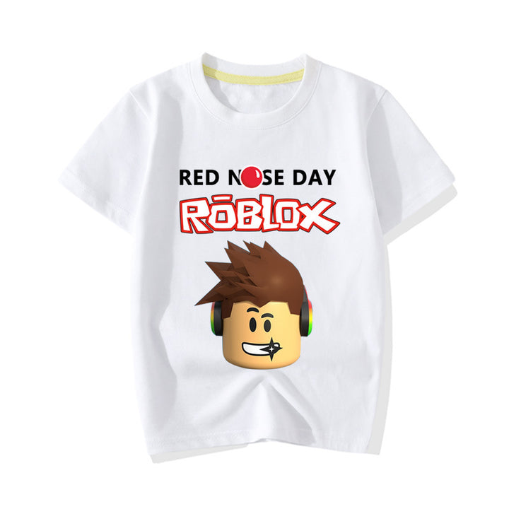 Kids Roblox Red Nose Day Casual Cotton T-shirt - mihoodie