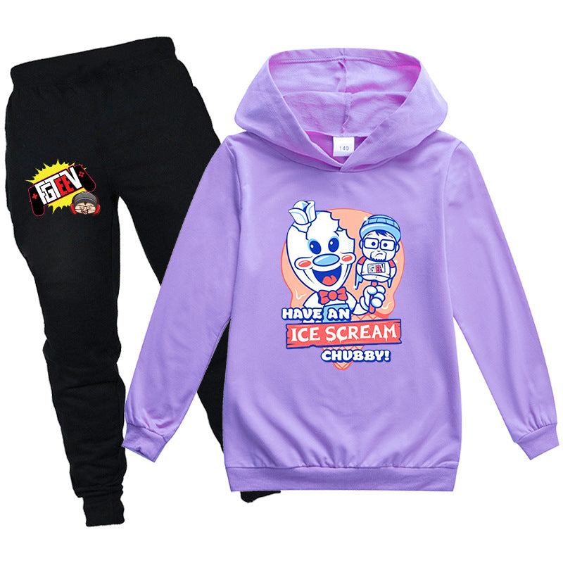 Kids Have An Ice Scream Chubby Hoodie with pants 2pcs Tracksuit - mihoodie