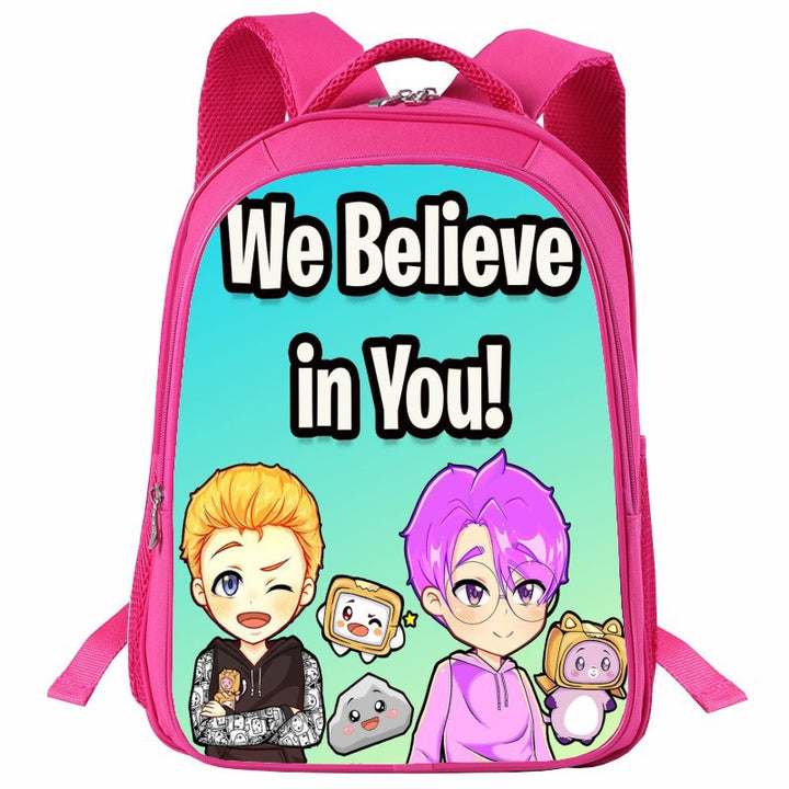 Girls Lankybox SchoolBag Pink Backpack 16" Book Bag - mihoodie