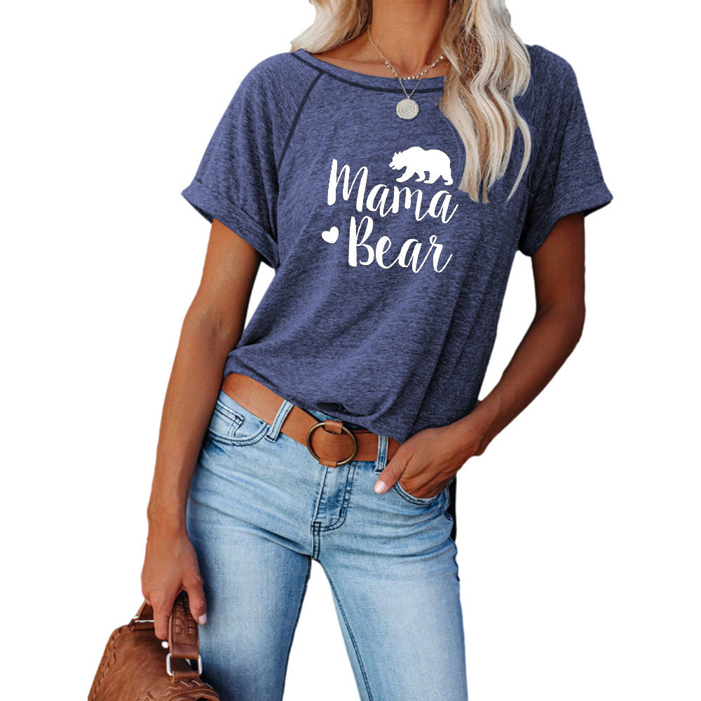 Women's Mama Bear Casual Soft Top Tee Hipster T-Shirt - mihoodie