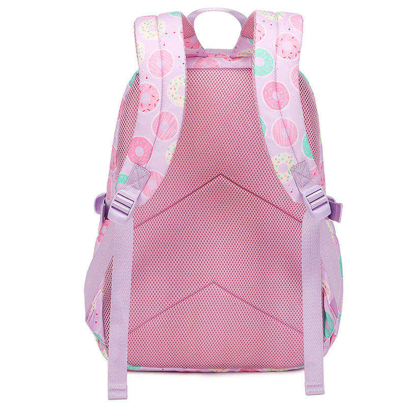Doughnut Girls' Backpack for Primary School Cute Printing Durable Bookbag with Lunch Box Pencil Case Top Level - mihoodie