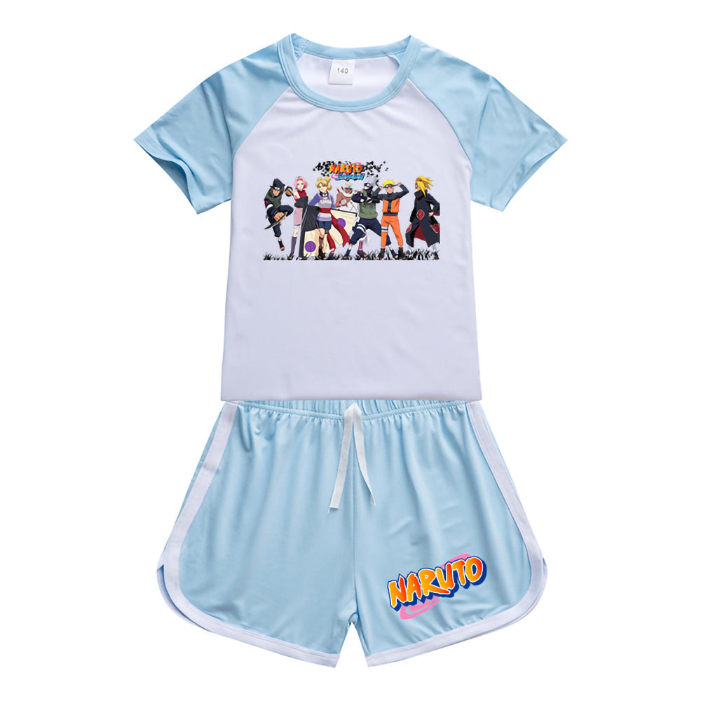Kids Naruto Shippuden Sportswear Outfits T-Shirt Shorts Sets - mihoodie