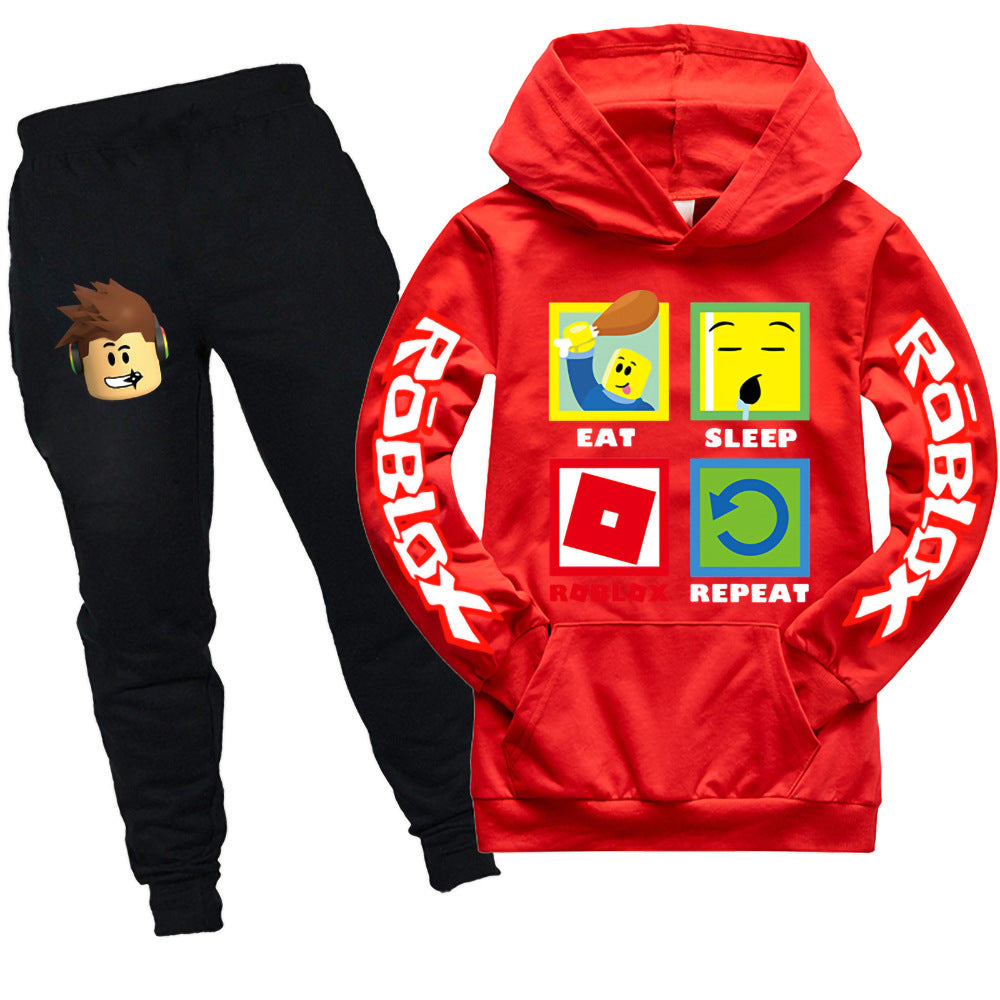 Kids Roblox Emoticons Hooded Shirt and Pants 2pcs - mihoodie