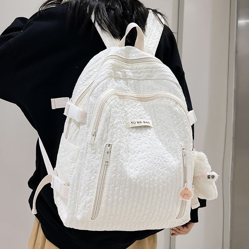 Girls Plain Label Applique Shirred Backpack - mihoodie