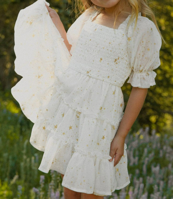 Kids America Glod  Star Pleated Princess Dress - mihoodie