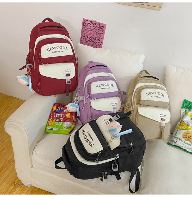 New Cool Happy Day Color-block school bag Girls Backpack - mihoodie